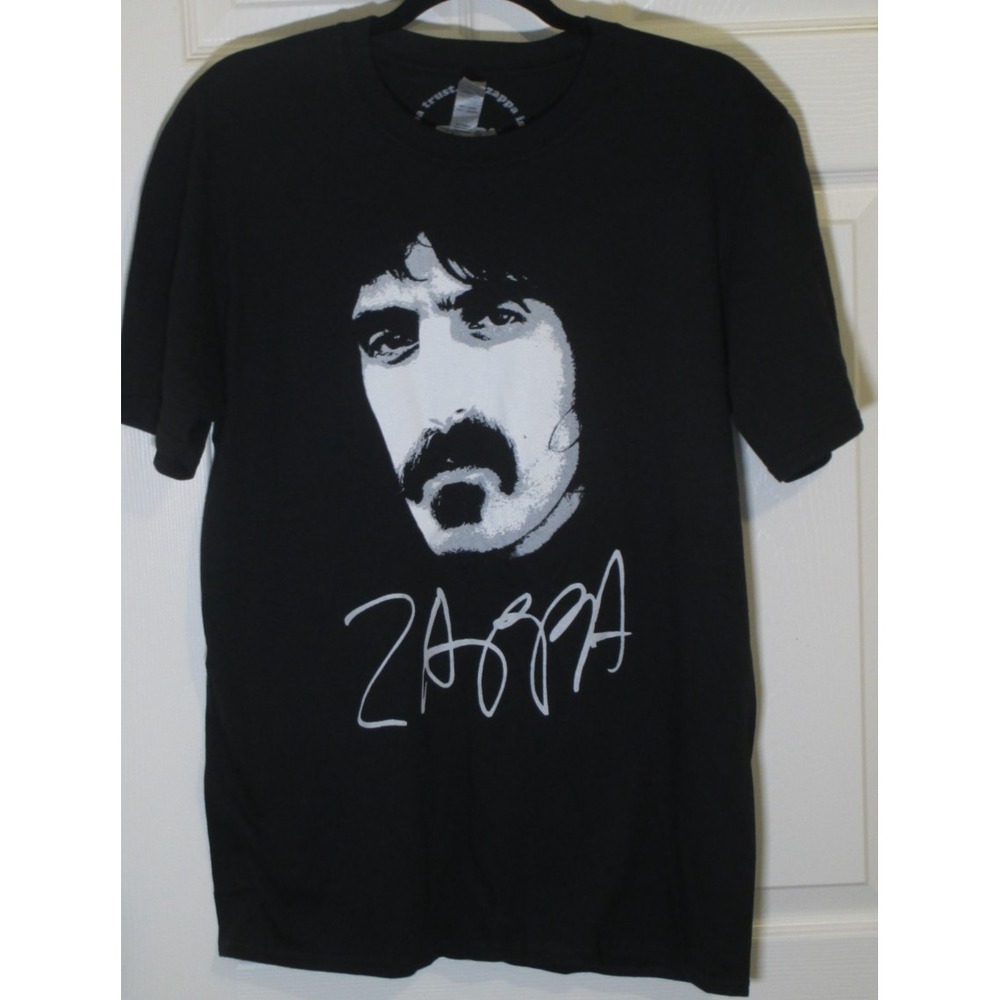 Official Frank Zappa "ZAPPA" Portrait Men's Black Tee M Rock Legend